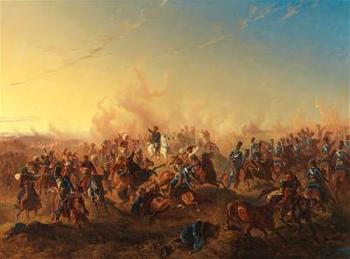 Battle of Karakal between the Russian Cavalry under their Supreme Commander Andrei Nikolaevich Karamzin (1814–1854) and an overpowering Turkish army on 28 May 1854 by 
																			B Bachmann-Hohmann